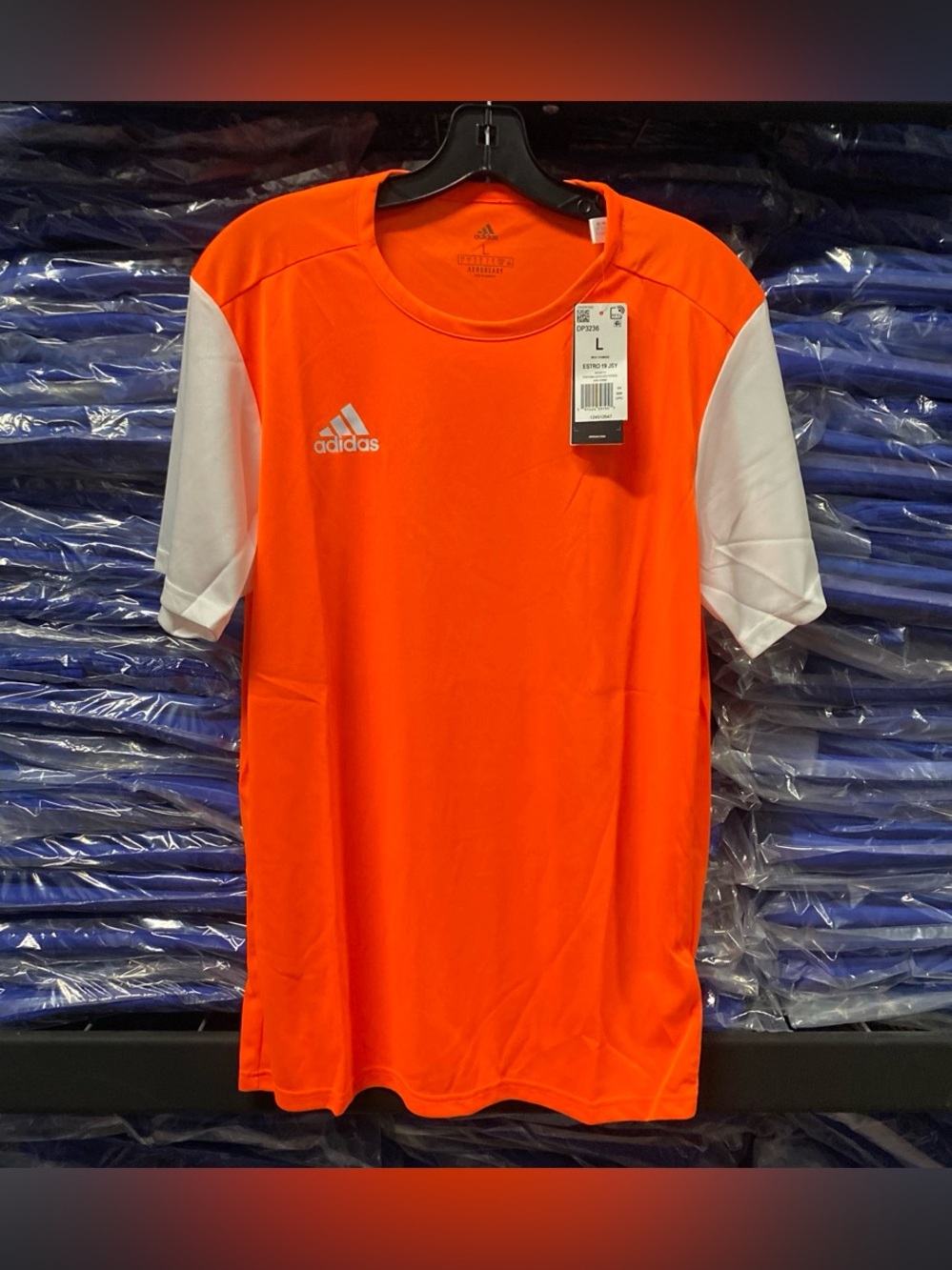 Adidas Aeroready Estro 19 Soccer Jersey Solar Orange White Mens Large NWT DP3236